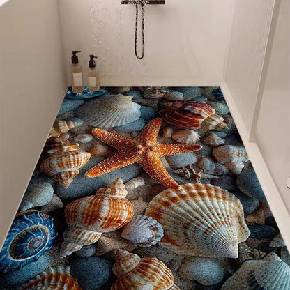 Rutschmatte Dusche 120x150cm – Seestern-Muster, Rutschfest & Ablaufloch