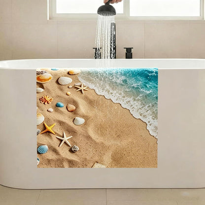 Rutschfeste Duschmatte 80x160cm mit Marinemuster & Ablaufloch