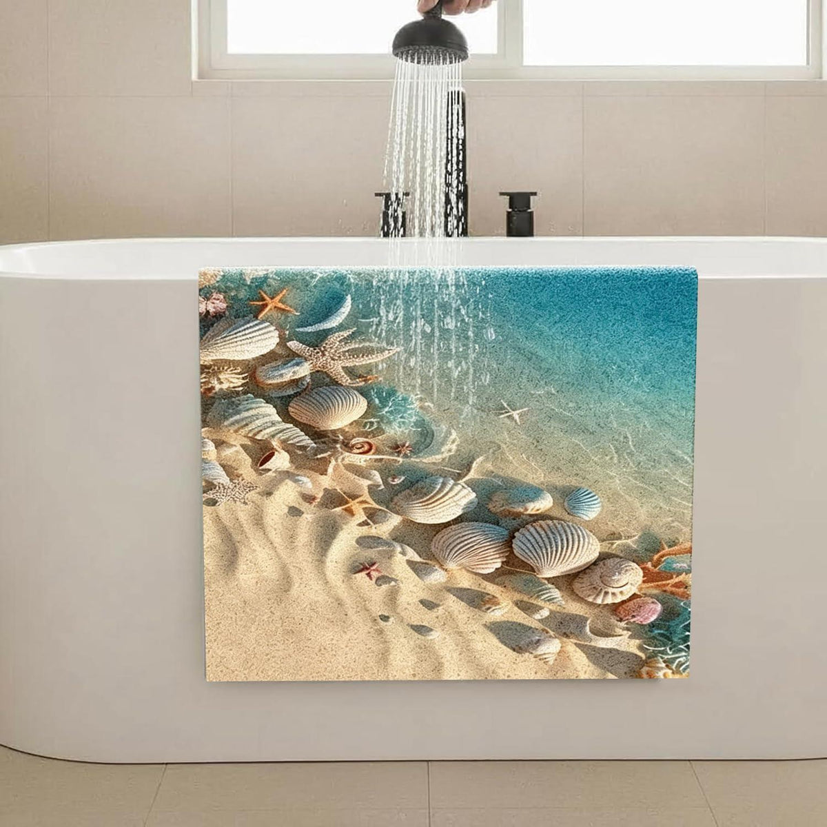 Rutschfeste Duschmatte 150x160 cm mit Muschelmuster