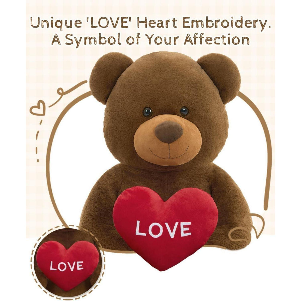 Riesiger 130cm Teddybär mit Herz – Kuscheltier & Valentinstagsgeschenk