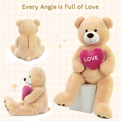 Riesiger 130cm Teddybär mit Herz – Kuscheltier & Valentinstags Geschenk