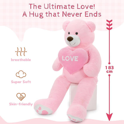 Riesiger 183cm Teddybär mit Herz – Kuscheltier & Valentinstagsgeschenk