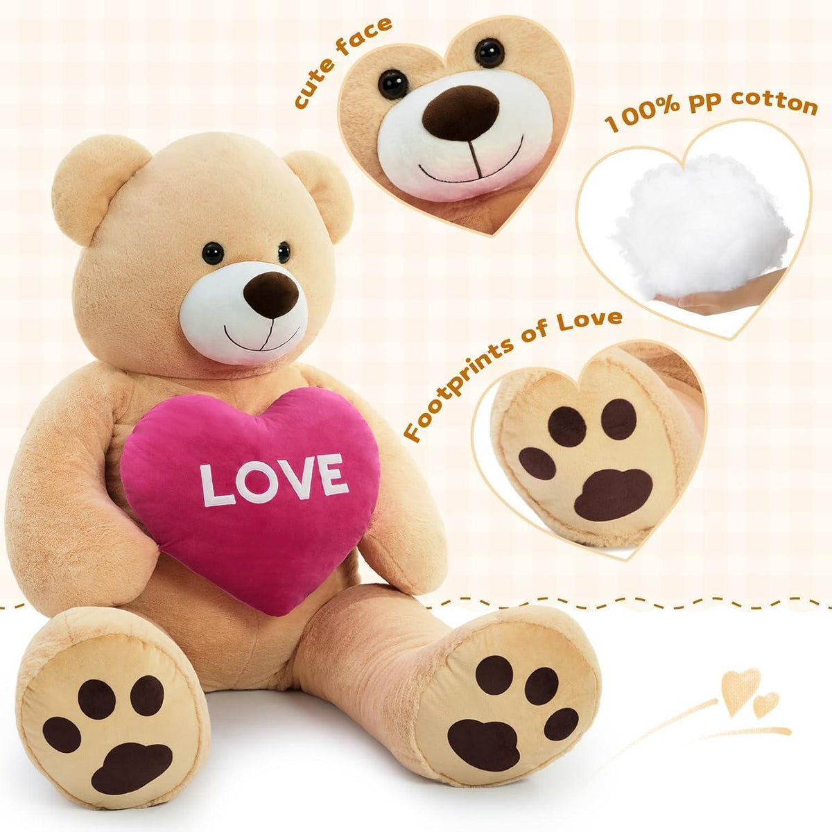 Riesiger Kuschelteddybär 183cm mit Herz – I Love You