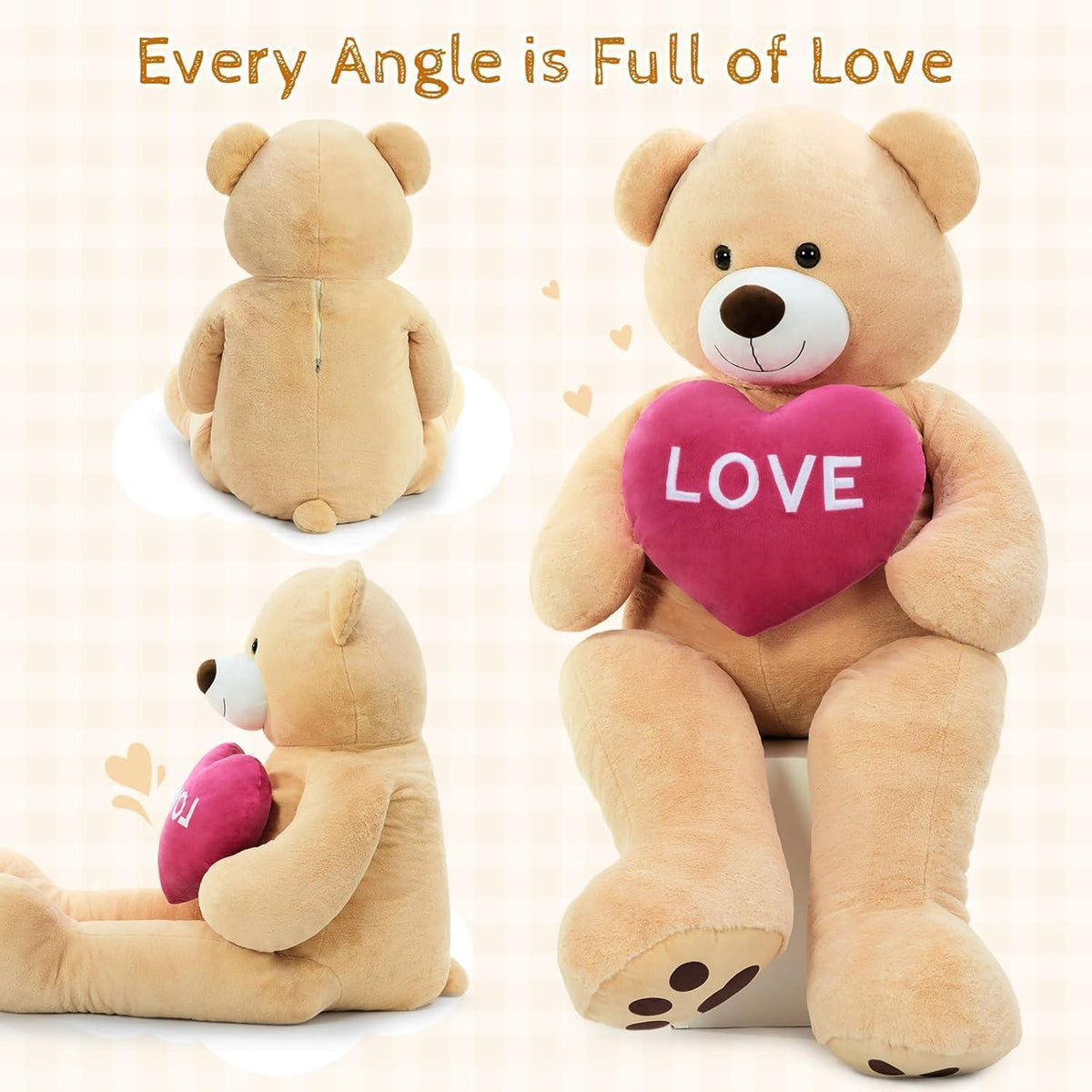 Riesiger Kuschelteddybär 183cm mit Herz – I Love You