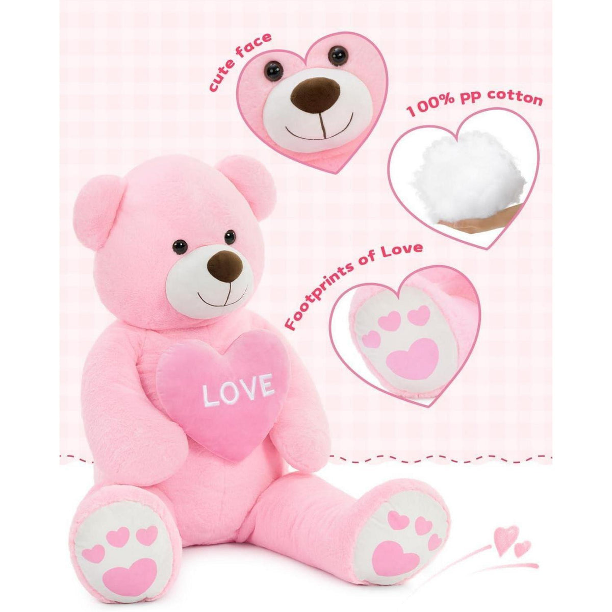 Riesiger 130cm Teddybär mit Herz – Kuscheltier & Valentinstagsgeschenk