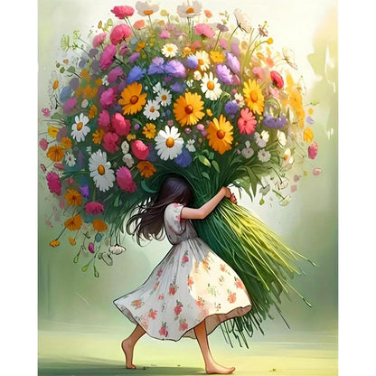 Malen nach Zahlen Blumen & Mädchen – Entspannendes Bastelset