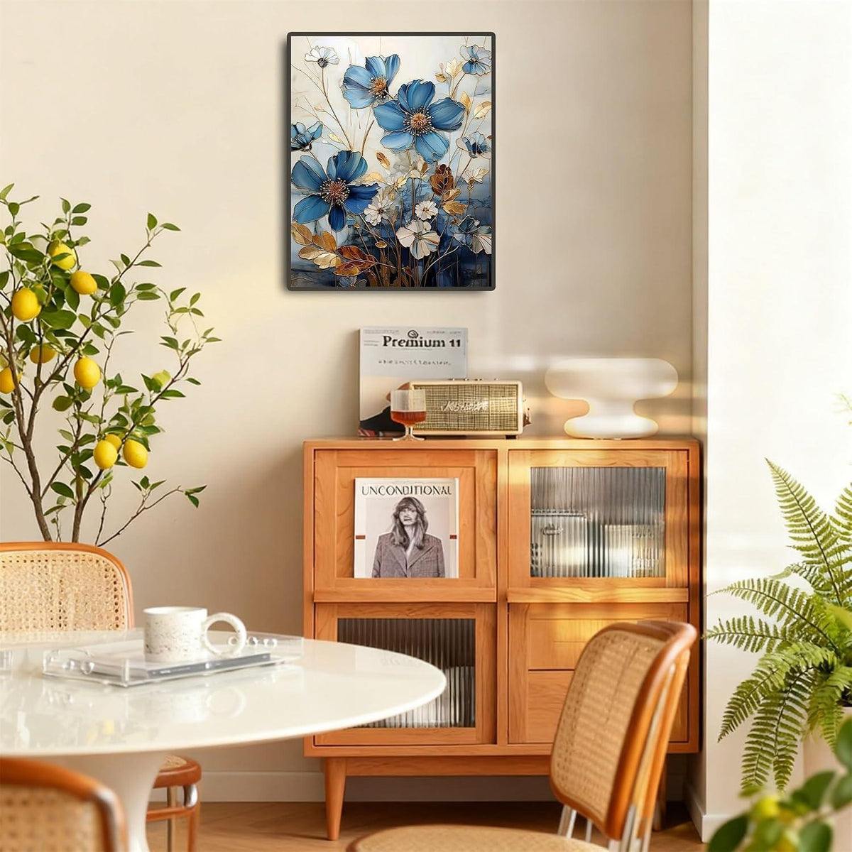 Malen nach Zahlen Blau Blumen Erwachsene Set