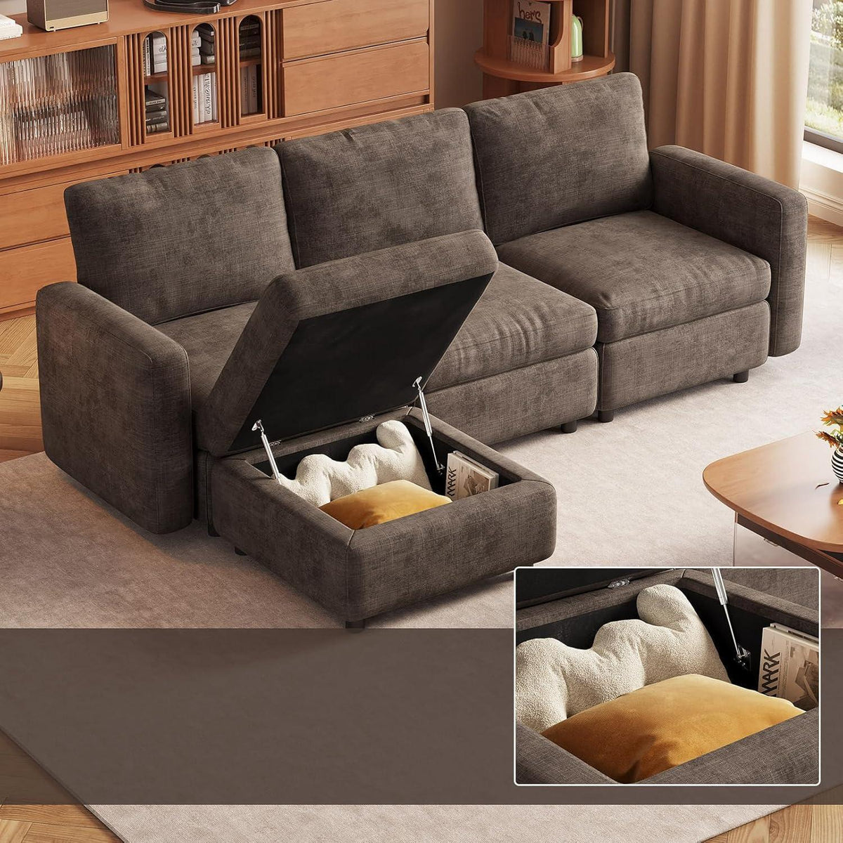 Modulares Cloud Sofa – Weiches Wohnzimmer Sofa mit Ottomanen