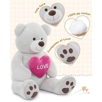 Riesiger 130cm Teddybär mit Herz – Kuscheltier & Valentinstags Geschenk