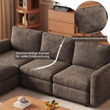 Modulares Cloud Sofa – Weiches 5-Sitzer Sofa mit Ottomanen