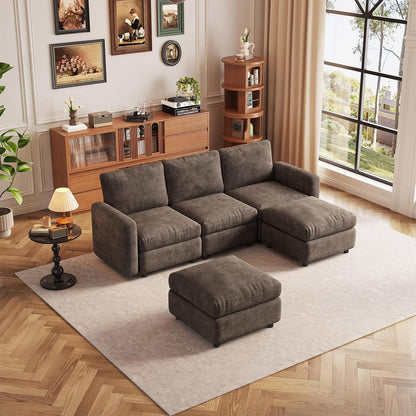 Modulares Cloud Sofa – Weiches 5-Sitzer Sofa mit Ottomanen