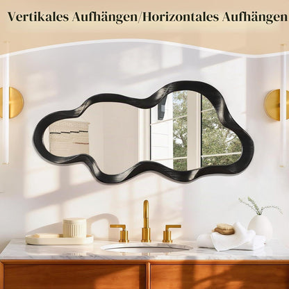 Asymmetrischer Wandspiegel mit Wolkenholzrahmen – Dekorativer Spiegel