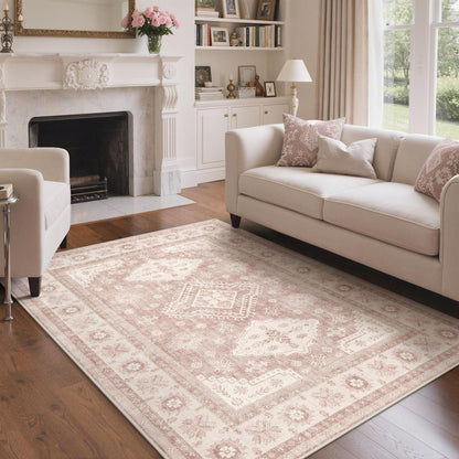 Vintage Teppich Wohnzimmer 160x230 cm Altrosa Beige