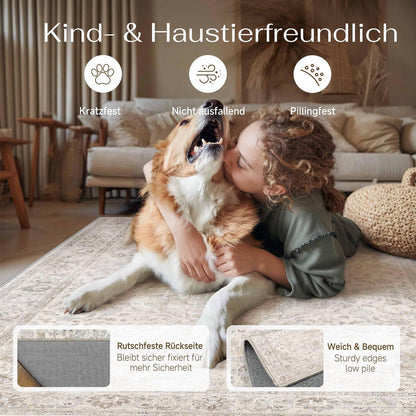 Waschbarer Läufer Beige Vintage 60x240cm – PureCozy