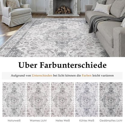 Vintage Grau Teppich Wohnzimmer 200x300cm Waschbar