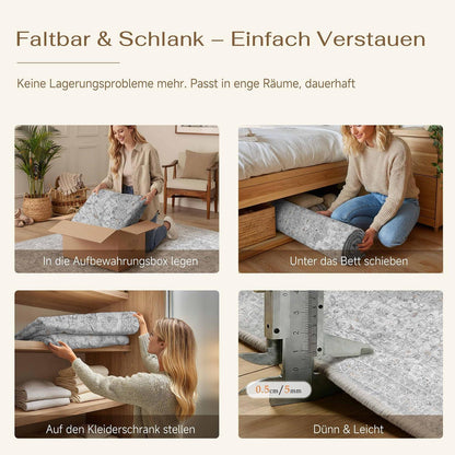 Waschbarer Vintage Teppich Grau 200x300cm – PureCozy