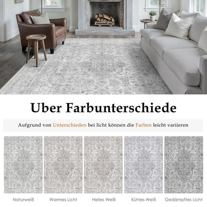 Waschbarer Vintage Teppich Grau 200x300cm – PureCozy