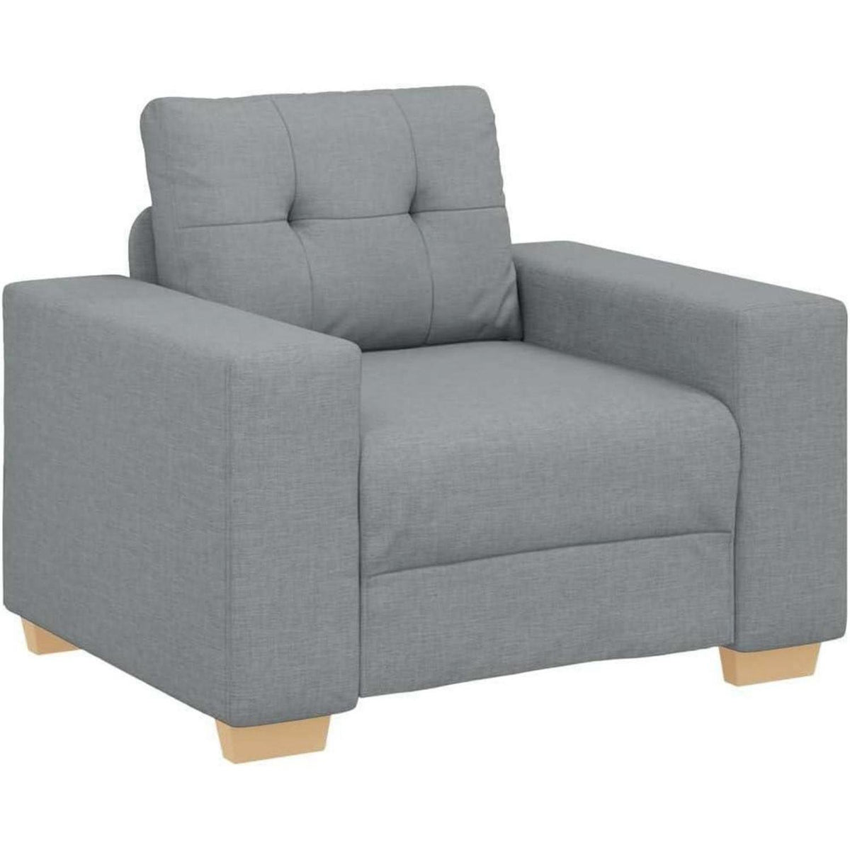 Modernes Sofa Stoff Hellgrau – Wohnzimmer Sessel 60cm