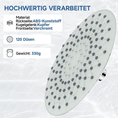 9 Zoll Regendusche mit Anti-Kalk-Düsen & Wassersparfunktion