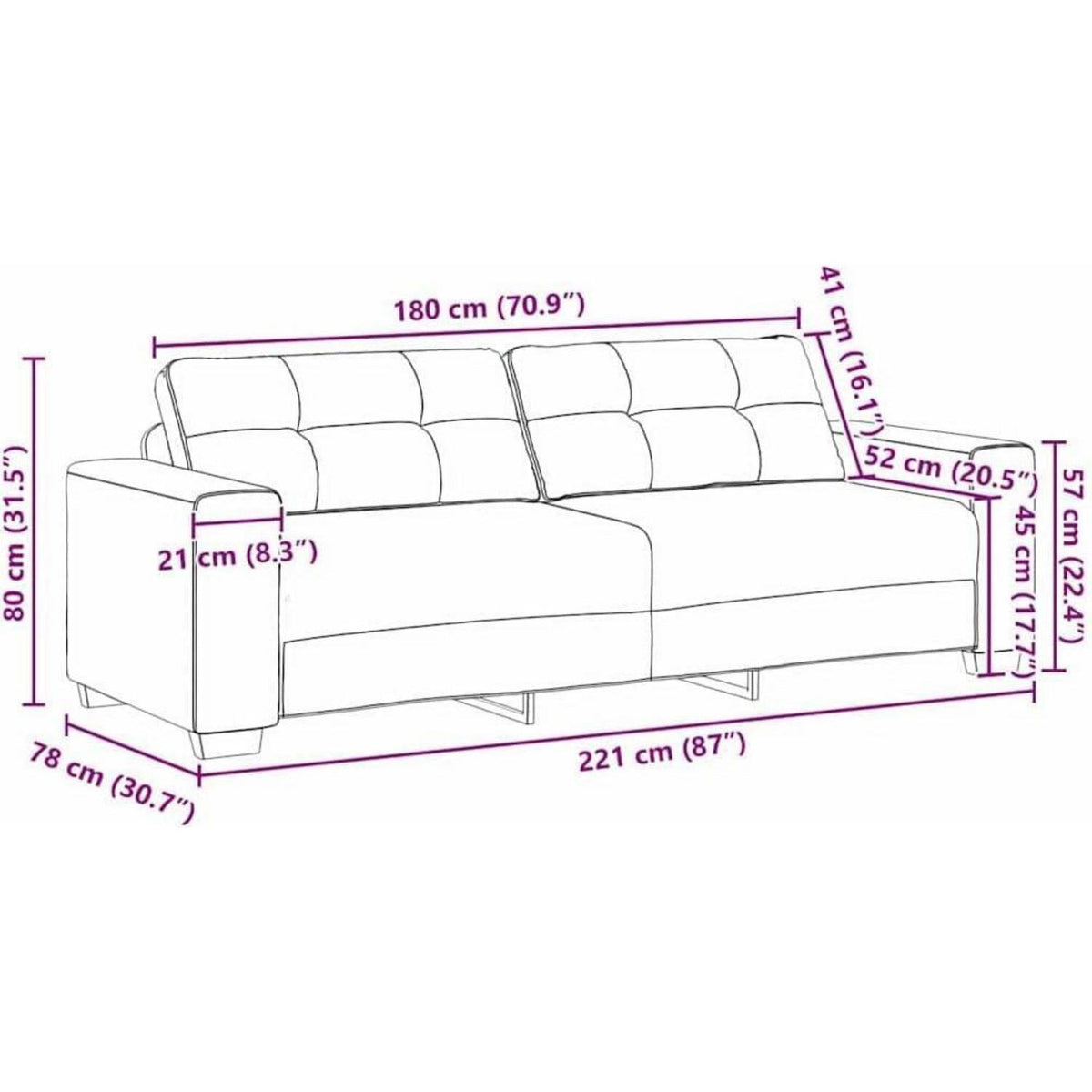 Modernes Sofa Dunkelgrün 180 cm – Stoff & Wohnzimmer
