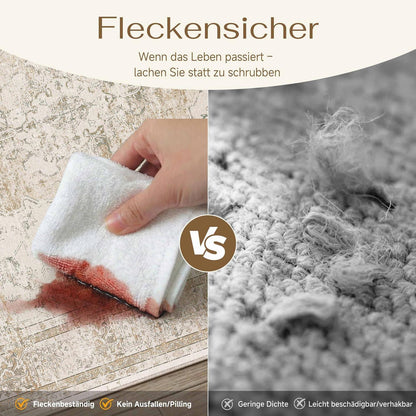 Waschbarer Vintage Teppich Beige 200x300cm Kurzflor