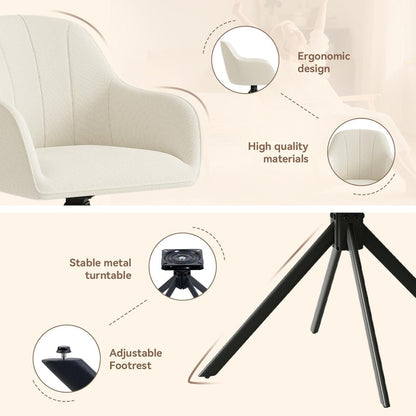 Drehbarer Esszimmerstuhl Set Beige | Polsterstuhl mit Armlehne