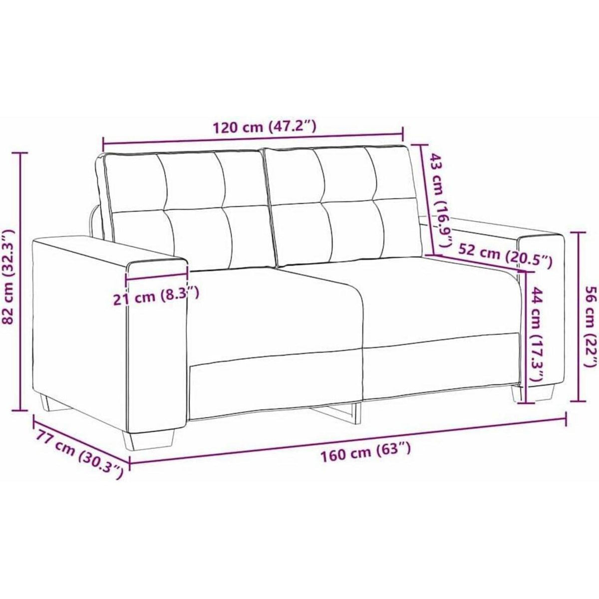 Modernes Sofa Stoff Creme 120 cm – Wohnzimmer Sessel