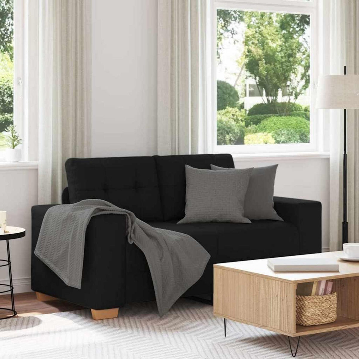 Modernes Sofa Schwarz 120cm – Stoff Sessel Wohnzimmer