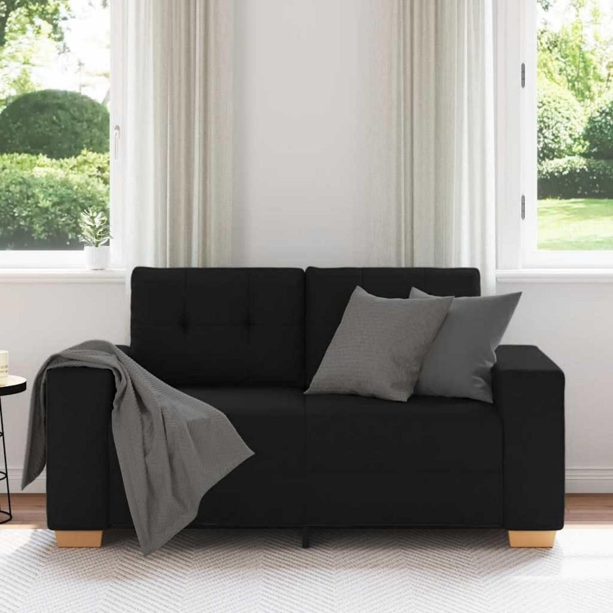 Modernes Sofa Schwarz 120cm – Stoff Sessel Wohnzimmer