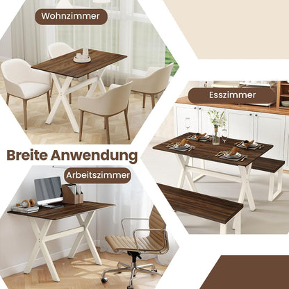 Rechteckiger Esstisch Holz mit X-Beinen – Modern & Stabil