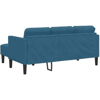 Blaues Ecksofa Samt 173x131x67cm – Modernes Wohnzimmer Sofa