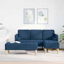 Blaues L-förmiges Ecksofa mit Stoffbezug 173x131x67cm