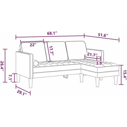 Hellgraues Ecksofa Stoffsofa 173x131x67 cm Modernes Wohnzimmer Sofa