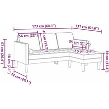Cremefarbenes L-Form Ecksofa Stoff 173x131x67 cm
