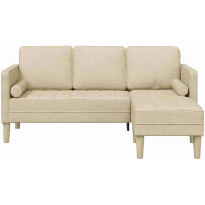 Cremefarbenes L-Form Ecksofa Stoff 173x131x67 cm