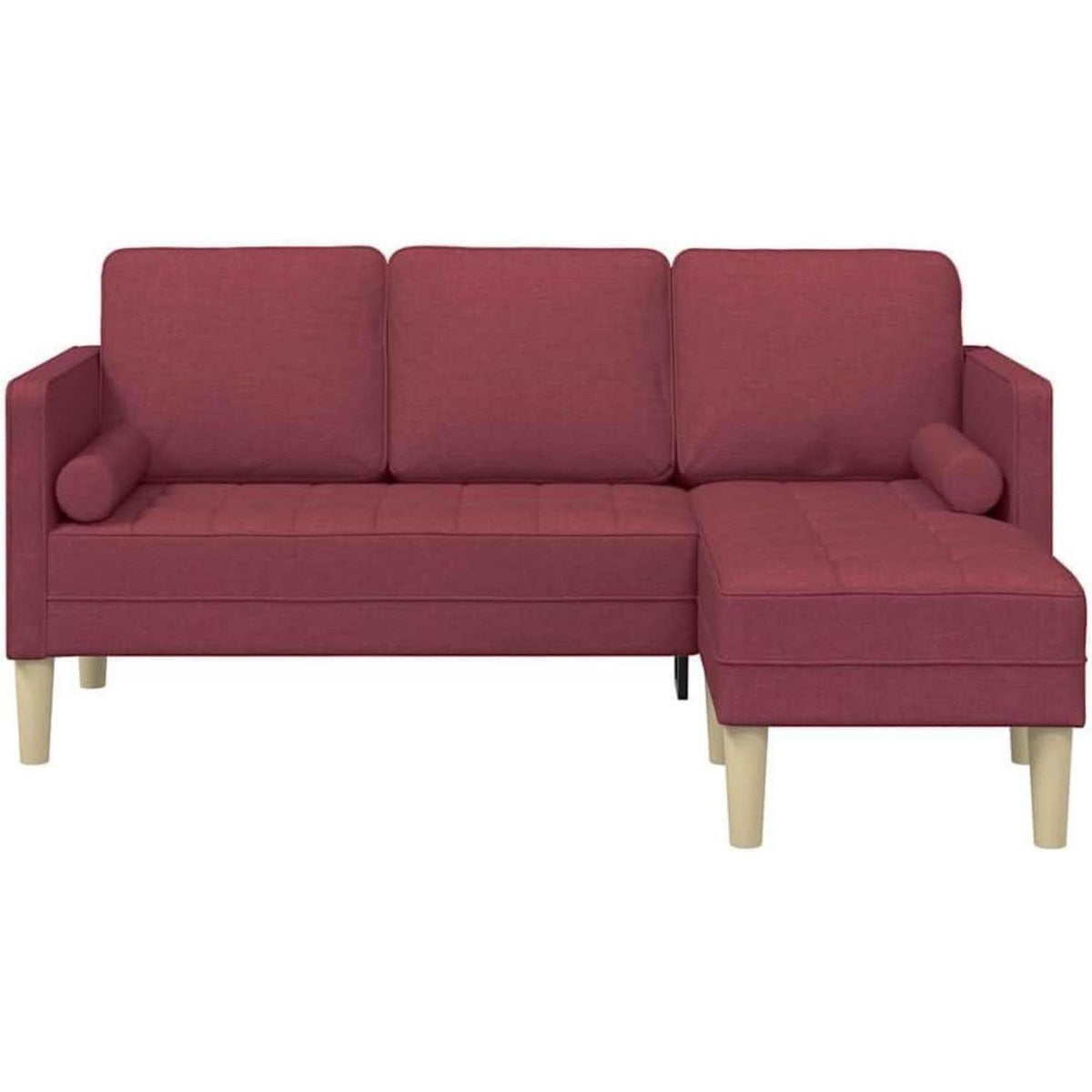 Weinrotes Ecksofa Stoff 173x131x67cm – Modernes Wohnzimmer Sofa