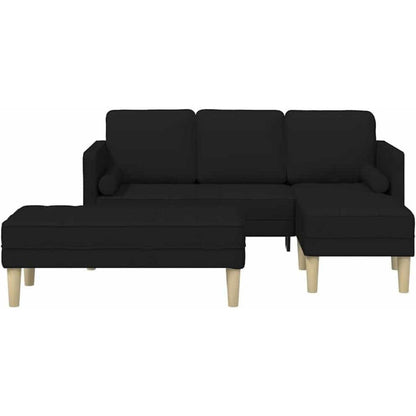 L-förmiges Ecksofa Schwarz Stoff 173x131x67 cm