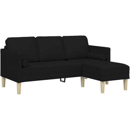 L-förmiges Ecksofa Schwarz Stoff 173x131x67 cm
