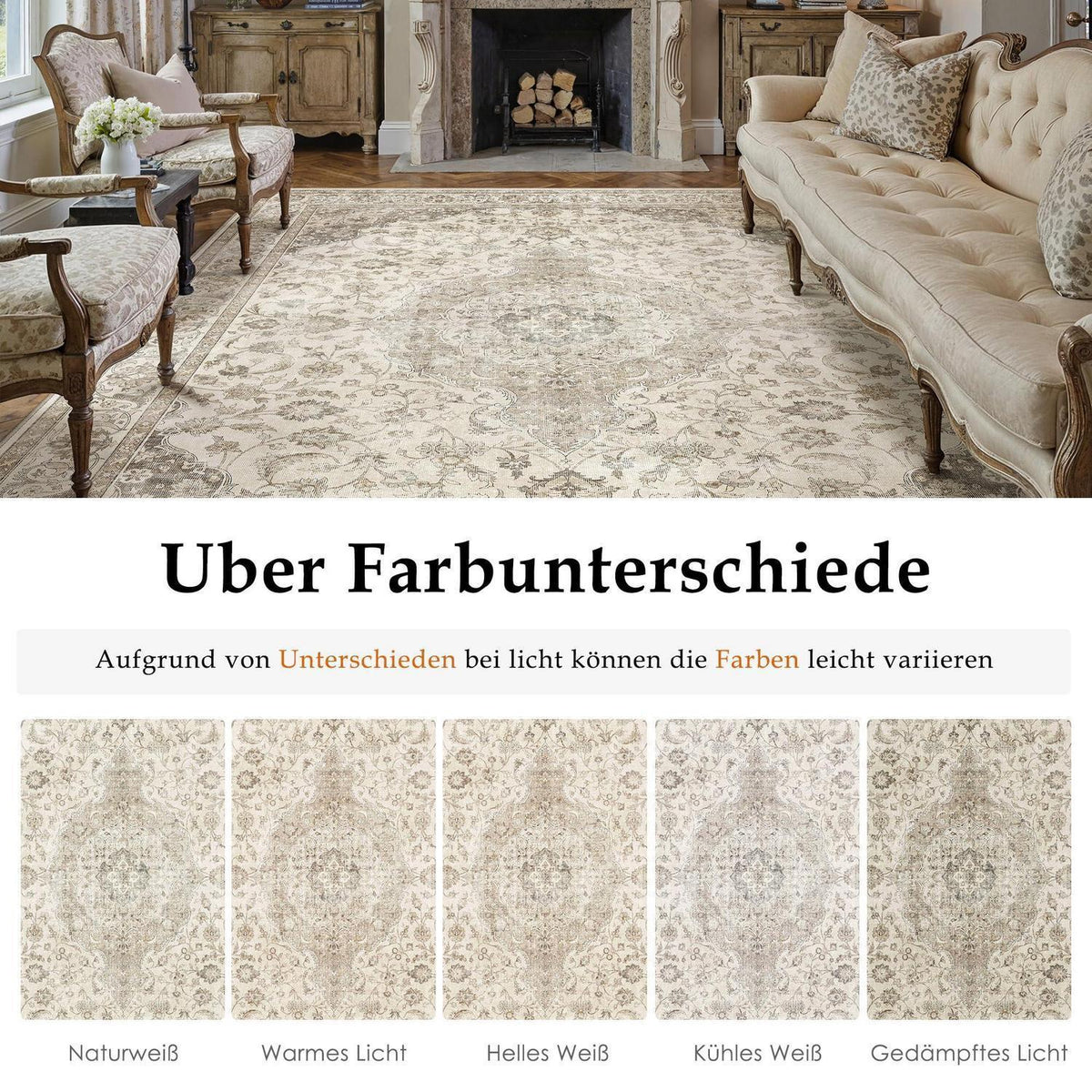 Vintage Teppich Braun 300x400cm – Waschbar & Rutschfest
