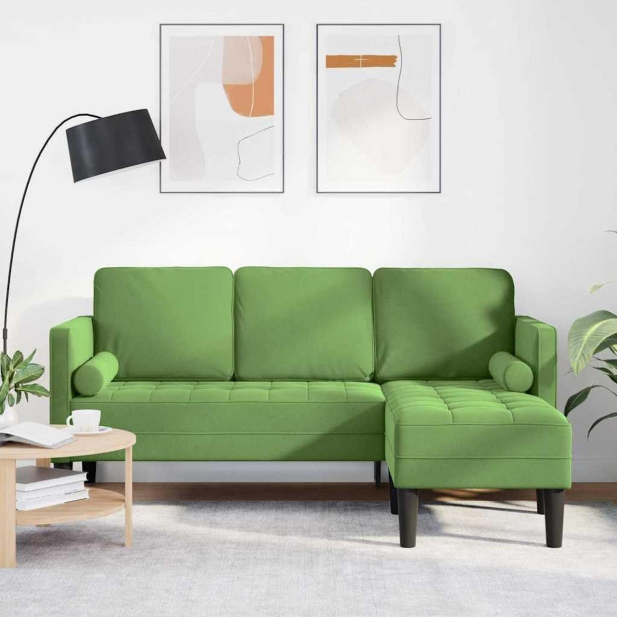 Ecksofa L-Form Hellgrün Samt 173x131x67 cm Wasserdicht