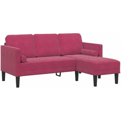 Weinrotes Ecksofa Samt 173x131x67cm – Modernes Wohnzimmer Sofa