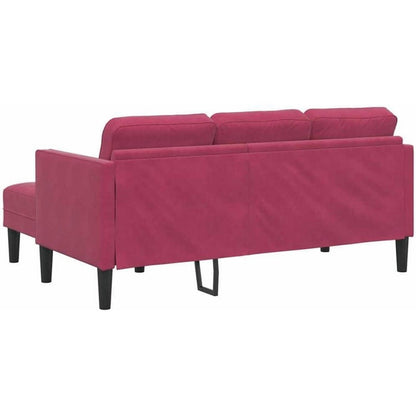 Weinrotes Ecksofa Samt 173x131x67cm – Modernes Wohnzimmer Sofa