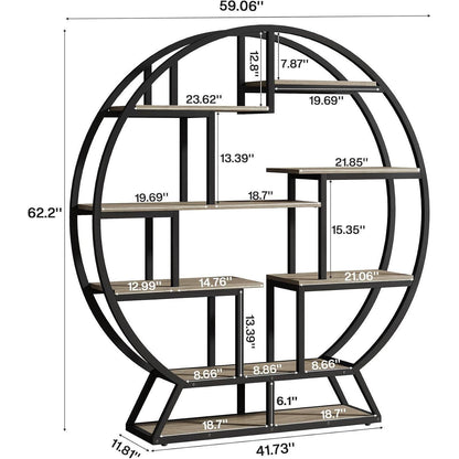 Rundes Bücherregal Industrie-Stil, 5 Etagere, 160cm hoch