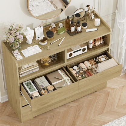 Kommode 6 Schubladen Eiche 120cm - Sideboard für Schlafzimmer