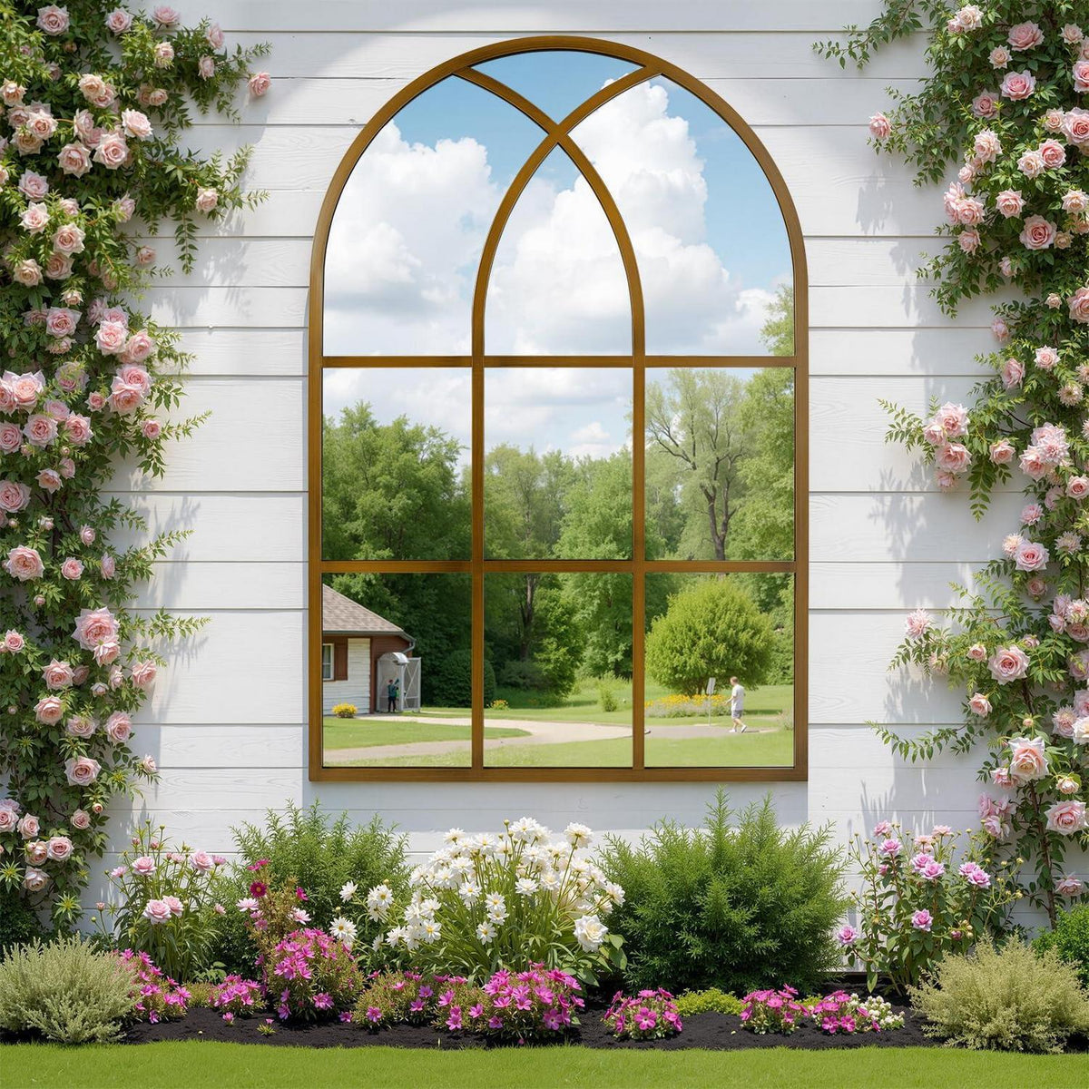 Gotischer Bogenspiegel 75x120cm - Wandspiegel für Garten & Wohnzimmer