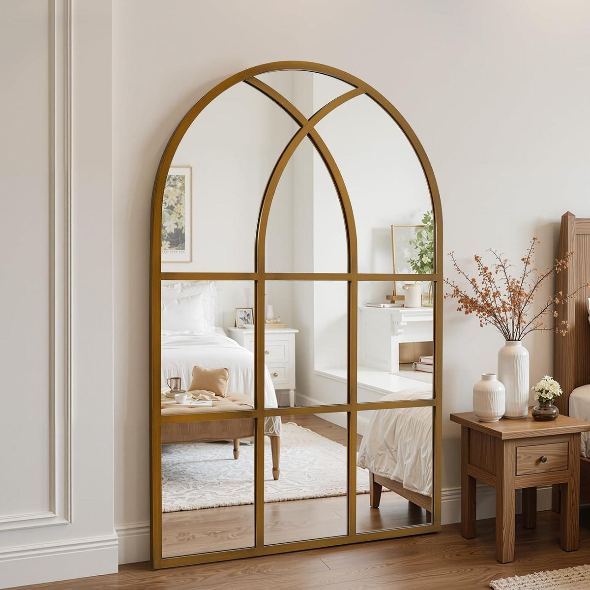 Gotischer Bogenspiegel 75x120cm - Wandspiegel für Garten & Wohnzimmer