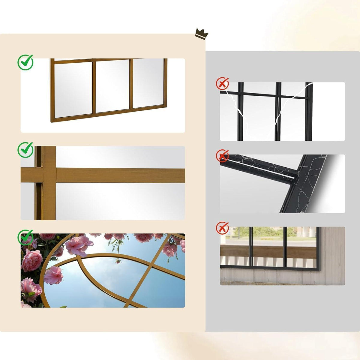 Gotischer Bogenspiegel 75x100cm – Wandspiegel für Garten & Wohnzimmer