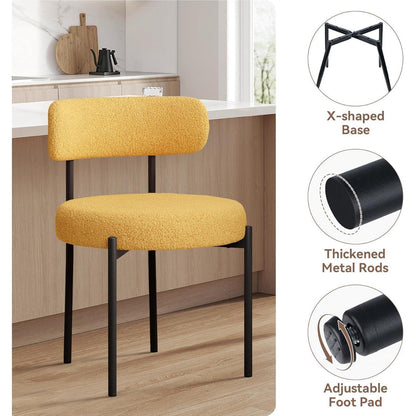 Gepolsterte Esszimmerstühle 6er Set Creme Weiß & Gelb