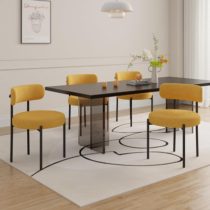 Gepolsterte Esszimmerstühle 6er Set Creme Weiß & Gelb