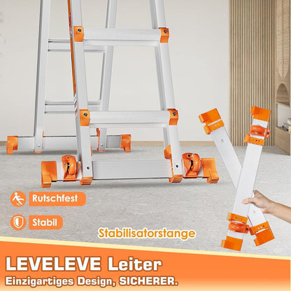 5-Stufen Mehrzweckleiter – Stehleiter & Ausziehleiter 5m